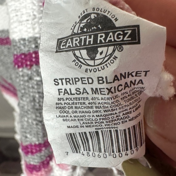 NWT Earth Ragz Southwestern Mexican Striped Falsa Throw Blanket Pink Tones - Picture 5 of 17